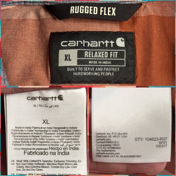 Carhartt Auburn Rugged Flex Relaxed Fit Short Sleeve Button Down Shirt Size XL - Picture 5 of 7
